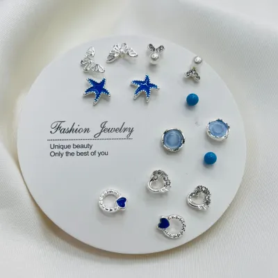 7 Pairs Blue Star Stud Earring Set (1 Pata)